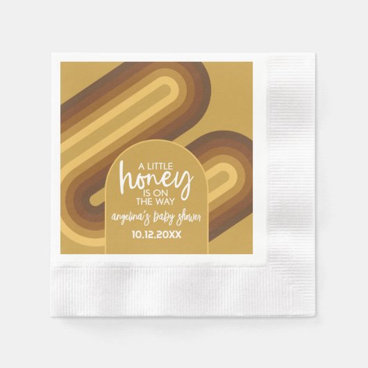 Kleiner Honig auf dem Weg Retro Stripes Babydusche Serviette (Vorderseite)