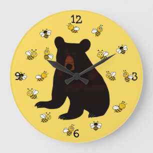 Kleiner Honigbienenbär Große Wanduhr