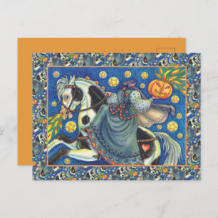 KLEINER HORSEWOMAN, SIDESADDLE AUF HALLOWEWEEN PIN FEIERTAGSPOSTKARTE