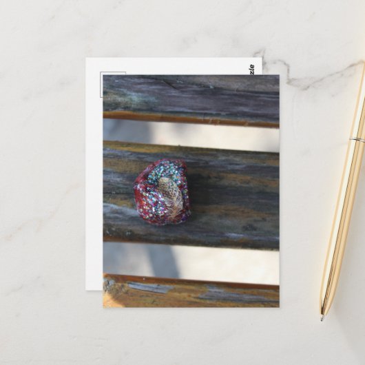 Kleiner Hörstein Auf der Bank versteckt Postkarte (Vorderseite/Rückseite Beispiel)