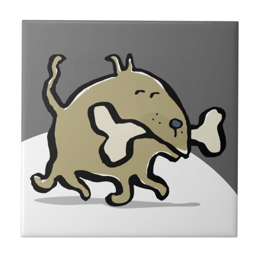 kleiner Hund, großer Knochen Fliese (Vorderseite)
