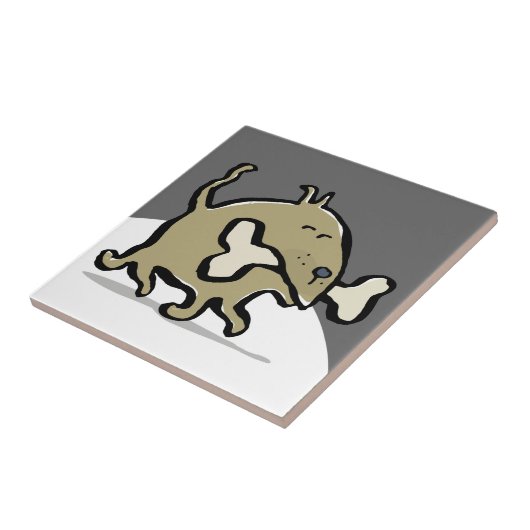 kleiner Hund, großer Knochen Fliese (Seite)