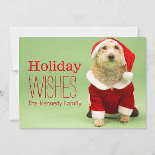 Kleiner Hund in Santa Costume Feiertagskarte