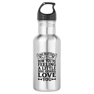 Kleiner Hund Liebt Dich Vintage-Typografie-Design_ Edelstahlflasche