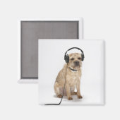 Kleiner Hund mit Kopfhörer Magnet (Vorderseite/Rückseite)