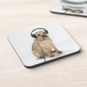 Kleiner Hund mit Kopfhörer Untersetzer (Linke Seite)