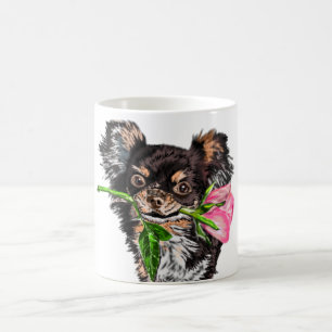 Kleiner Hund mit Rose Kaffee Tasse Romantische Lie