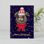 Kleiner Hund mit Strickmütze und Schal Folieneinladung (Stehend vorne)