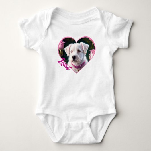 Kleiner Hund und Rose Baby Strampler (Vorderseite)
