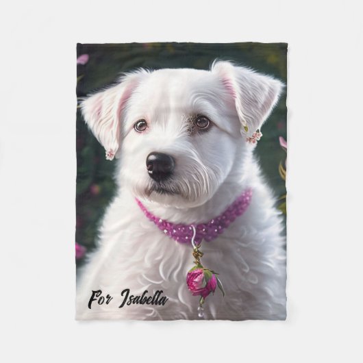 Kleiner Hund und Rose Fleecedecke (Vorderseite)