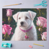 Kleiner Hund und Rose Seidenpapier (Basteln)