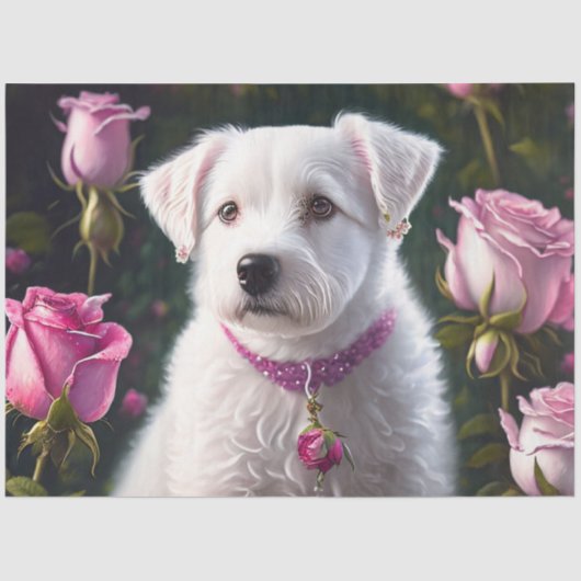 Kleiner Hund und Rose Seidenpapier (Vorderseite)