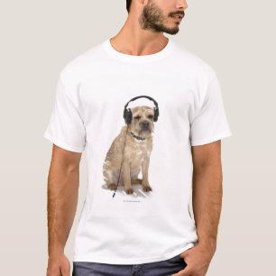 Kleiner Hundetragende Kopfhörer T-Shirt