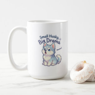Kleiner Husky großes Drama lustiger Welpe Kaffeetasse