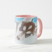 Kleiner Husky-Welpe auf einer Blankette Tasse (VorderseiteRechts)