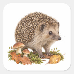 Kleiner Igel für ein Wald-Naturjournal Quadratischer Aufkleber