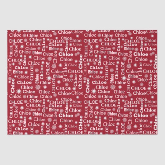 KLEINER Individuelle Name mit Schneeflocken Seidenpapier (Vorderseite)