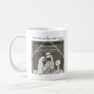 Kleiner Junge an der Manger-Merry-Weihnachtsfeier Kaffeetasse
