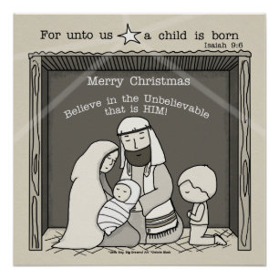 Kleiner Junge an der Manger-Merry-Weihnachtsfeier Poster