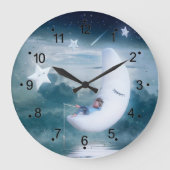 Kleiner Junge auf dem Mond Wolkenstars Große Wanduhr (Vorderseite)