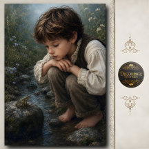 Kleiner Junge beobachtet Frosch-Dekupierarbeit