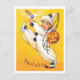 Kleiner Junge Clown feiert Halloween, Vintag Postkarte