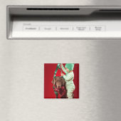 Kleiner Junge, der einen Hund schmückt Magnet (In Situ (Geschirrspüler))