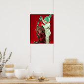 Kleiner Junge, der einen Hund schmückt Poster (Küche)