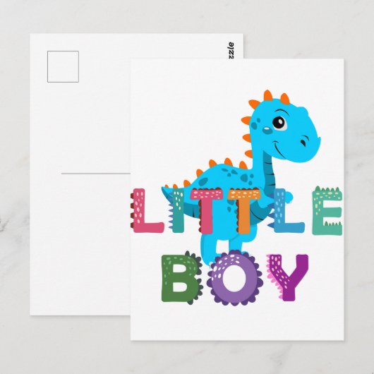 Kleiner Junge Dino Postkarte (Vorne/Hinten)