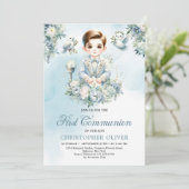 Kleiner Junge Formal Kleidung heilige Bibel blau B Einladung (Stehend Vorderseite)