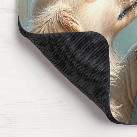 Kleiner Junge geküsst von Golden Retriever Puppy Mousepad (Ecke)