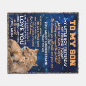 Kleiner Junge gestern Freunde heute Löwe Mama zu S Fleecedecke (Vorderseite (Horizontal))