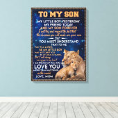 Kleiner Junge gestern Freunde heute Löwe Mama zu S Leinwanddruck (Insitu (Holzboden))