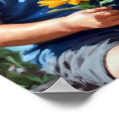 Kleiner Junge im Bereich der Blume Malerei Poster (Ecke)