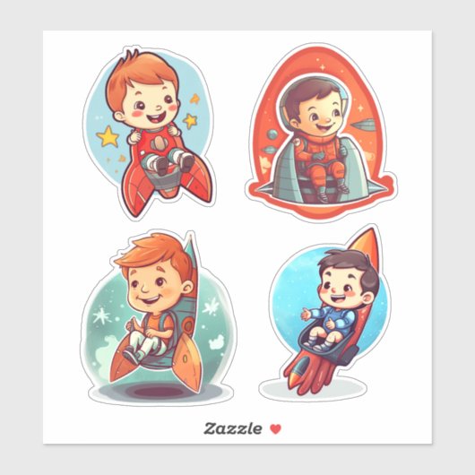 Kleiner Junge in einer Rakete | Wissenschaft und R Aufkleber (Blatt)