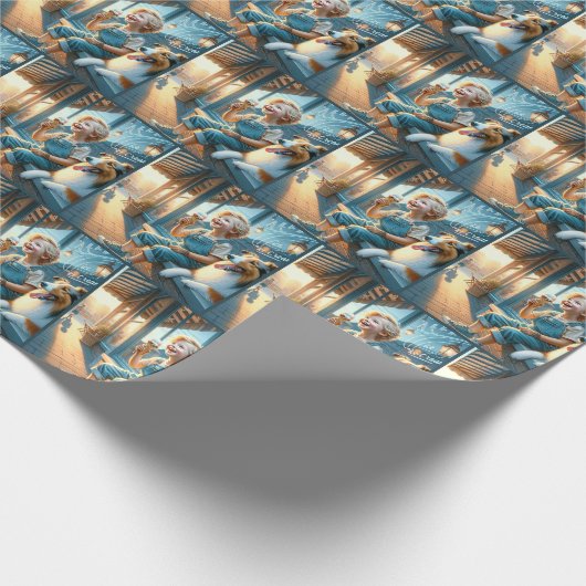 Kleiner Junge isst Eiscreme Geschenkpapier (Ecke)