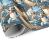 Kleiner Junge isst Eiscreme Geschenkpapier (Rolleneckpunkt)