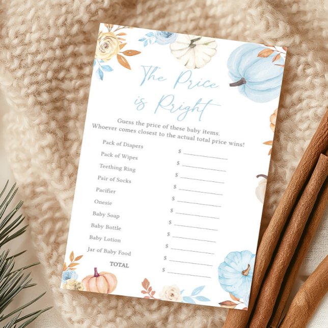 Kleiner Junge Kürbis Fall Der Preis ist richtig Sp (Boy Little Pumpkin Fall Baby Shower The Price Is Right Game)