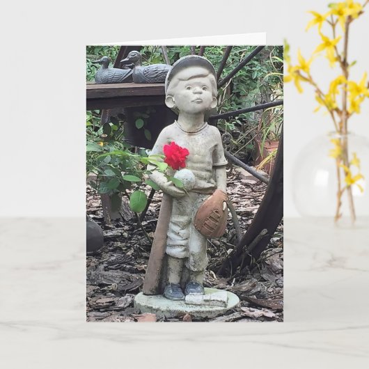 Kleiner Junge mit Baseball und Rose Karte (Gelbe Blume)