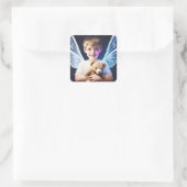 Kleiner Junge mit fairy Wings Quadratischer Aufkleber (Tasche)