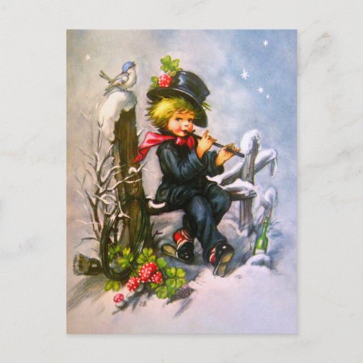 Kleiner Junge mit Flute Postkarte (Vorderseite)