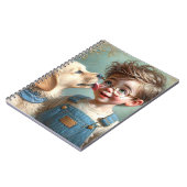 Kleiner Junge mit Hundewelpen Notizblock (Linke Seite)