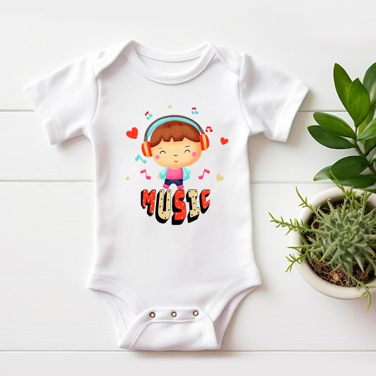 Kleiner Junge mit Musik Baby Strampler