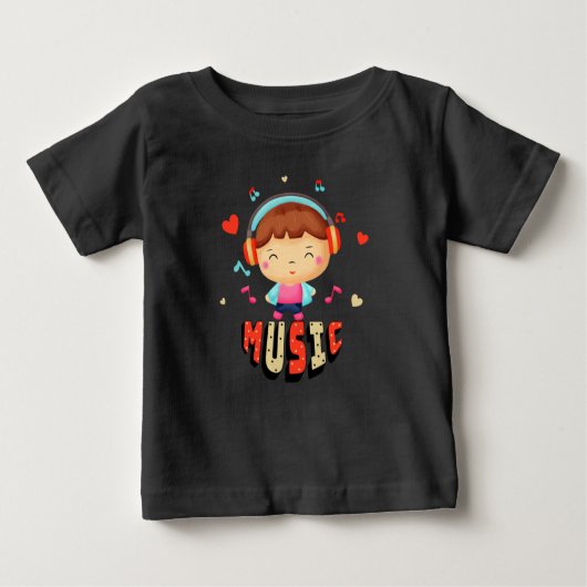Kleiner Junge mit Musik Baby T-shirt (Vorderseite)