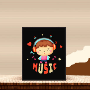 Kleiner Junge mit Musik Fotodruck
