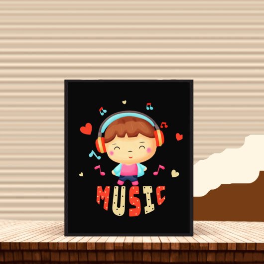 Kleiner Junge mit Musik Fotodruck