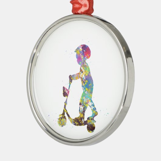 Kleiner Junge mit Roller Ornament Aus Metall (Links)