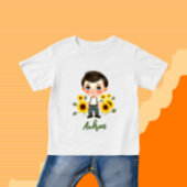 Kleiner Junge mit Sonnenblumen Baby T-shirt