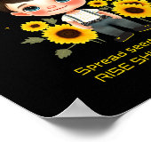 Kleiner Junge mit Sonnenblumen Poster (Ecke)