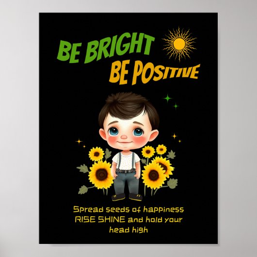 Kleiner Junge mit Sonnenblumen Poster (Vorne)